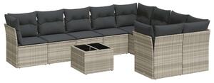 VidaXL Polyrattan Kerti Ülőgarnitúra - 10 részes, Világosszürke