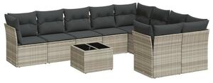 VidaXL Polyrattan Kerti Ülőgarnitúra - 10 részes, Világosszürke