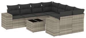 VidaXL Polyrattan Kerti Ülőgarnitúra - 9 részes, Világosszürke