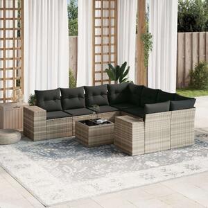 VidaXL Polyrattan Kerti Ülőgarnitúra - 9 részes, Világosszürke