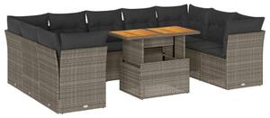 VidaXL Polyrattan Kerti Ülőgarnitúra - 10 részes - Szürke