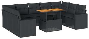 VidaXL Polyrattan Kerti Ülőgarnitúra - 10 részes - Fekete