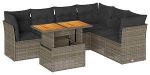 VidaXL Polyrattan Kerti Ülőgarnitúra - 7 részes - Szürke