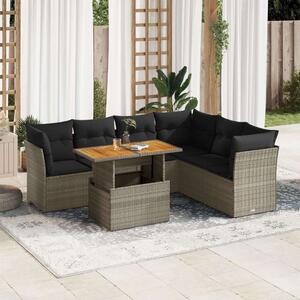 VidaXL Polyrattan Kerti Ülőgarnitúra - 7 részes - Szürke