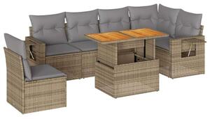 VidaXL Polyrattan Kerti Ülőgarnitúra - 7 részes - Bézs
