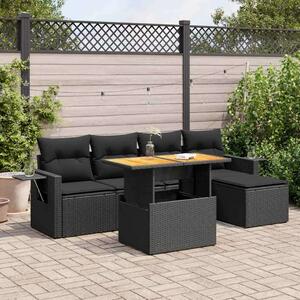 VidaXL Polyrattan Kerti Ülőgarnitúra - 6 részes - Fekete