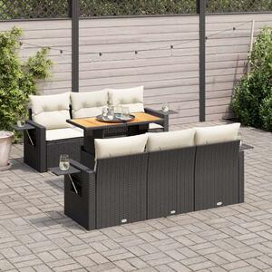 VidaXL 7 részes Kerti Ülőgarnitúra - Fekete Polyrattan