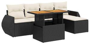 VidaXL Polyrattan Kerti Ülőgarnitúra - 6 részes - Fekete