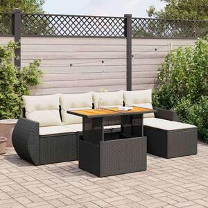 VidaXL Polyrattan Kerti Ülőgarnitúra - 6 részes - Fekete