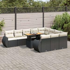 VidaXL Polyrattan Kerti Ülőgarnitúra - 11 részes - Fekete