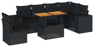 VidaXL Polyrattan Kerti Ülőgarnitúra - 7 részes - Fekete
