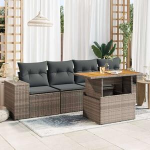 VidaXL 5 részes szürke polyrattan kerti ülőgarnitúra