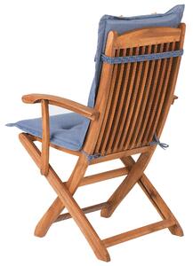 Összecsukható kerti szék kétdarabos szettben kék párnákkal MAUI