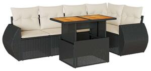VidaXL Polyrattan Kerti Ülőgarnitúra - 6 részes - Fekete