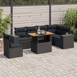 VidaXL Polyrattan Kerti Ülőgarnitúra - 7 részes - Fekete