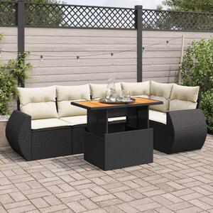 VidaXL Polyrattan Kerti Ülőgarnitúra - 6 részes - Fekete