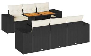 VidaXL 7 részes Kerti Ülőgarnitúra - Fekete Polyrattan