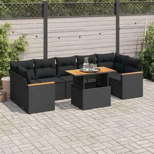 VidaXL 7 részes Kerti Ülőgarnitúra - Polyrattan - Fekete
