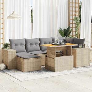 VidaXL Polyrattan Kerti Ülőgarnitúra - 7 részes - Bézs