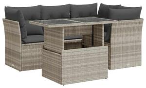 VidaXL Polyrattan Kerti Ülőgarnitúra - 5 részes - Világos Szürke