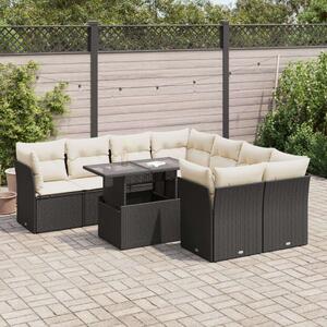 VidaXL Polyrattan Kerti Ülőgarnitúra - 9 részes - Fekete