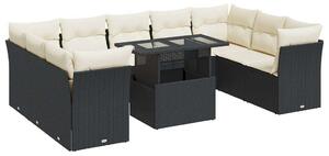 VidaXL Polyrattan Kerti Ülőgarnitúra - 10 részes - Fekete