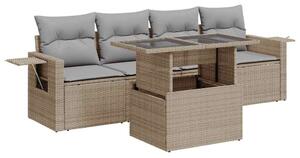 VidaXL Polyrattan Kerti Ülőgarnitúra - 5 részes - Bézs