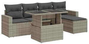 VidaXL Polyrattan Kerti Ülőgarnitúra - 6 részes, Világosszürke