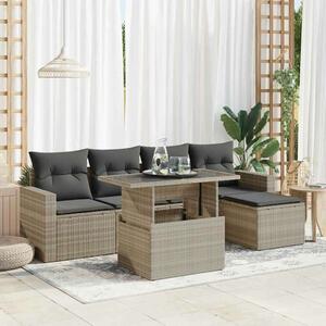 VidaXL Polyrattan Kerti Ülőgarnitúra - 6 részes, Világosszürke