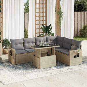 VidaXL Polyrattan Kerti Ülőgarnitúra - 7 részes - Bézs