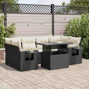 VidaXL Polyrattan Kerti Ülőgarnitúra - 7 részes - Fekete