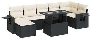 VidaXL Polyrattan Kerti Ülőgarnitúra - 8 részes - Fekete