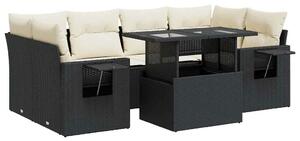 VidaXL Polyrattan Kerti Ülőgarnitúra - 7 részes - Fekete