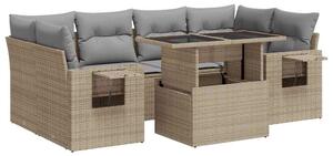 VidaXL Polyrattan Kerti Ülőgarnitúra - 7 részes - Bézs