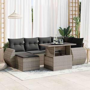 VidaXL Polyrattan Kerti Ülőgarnitúra - 7 részes - Szürke