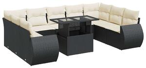 VidaXL Polyrattan Kerti Ülőgarnitúra - 10 részes - Fekete