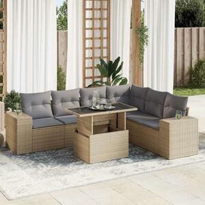 VidaXL Polyrattan Kerti Ülőgarnitúra - 7 részes - Bézs
