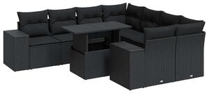 VidaXL Polyrattan Kerti Ülőgarnitúra - 9 részes - Fekete