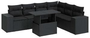 VidaXL Polyrattan Kerti Ülőgarnitúra - 7 részes - Fekete