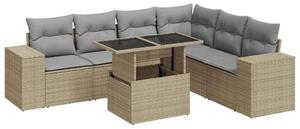 VidaXL Polyrattan Kerti Ülőgarnitúra - 7 részes - Bézs