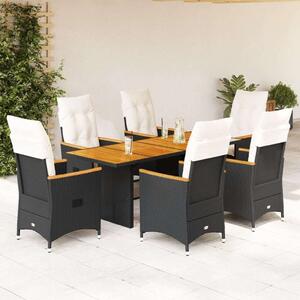 VidaXL - 7 részes Kerti Étkezőgarnitúra - Fekete Polyrattan