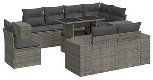VidaXL Polyrattan Kerti Ülőgarnitúra - 9 részes - Szürke