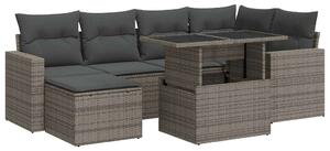 Polyrattan Kerti Ülőgarnitúra - 7 részes - Szürke