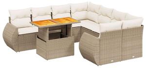 VidaXL Polyrattan Kerti Ülőgarnitúra - 9 részes - Bézs