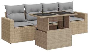 VidaXL Polyrattan Kerti Ülőgarnitúra - 5 részes - Bézs