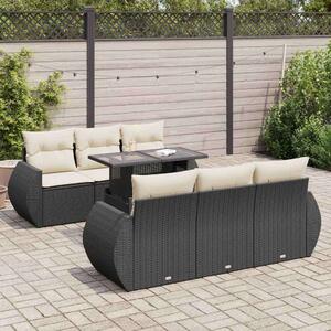 VidaXL Polyrattan Kerti Ülőgarnitúra - 7 részes - Fekete