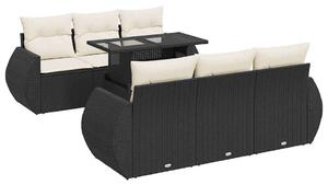 VidaXL Polyrattan Kerti Ülőgarnitúra - 7 részes - Fekete