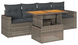 VidaXL Polyrattan Kerti Ülőgarnitúra - 5 részes - Szürke