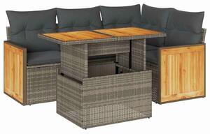 VidaXL Polyrattan Kerti Ülőgarnitúra - 5 részes, Szürke