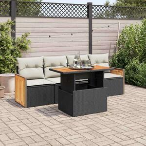 VidaXL Polyrattan Kerti Kanapé Szett - 5 részes, Fekete